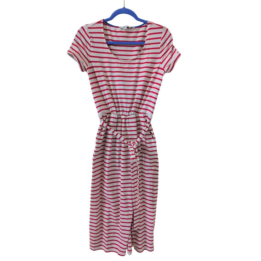 Boden Hallie Jersey Knit Midi Dress Sz 4 in Red White Stripe Casual Stretch - Picture 2 of 6